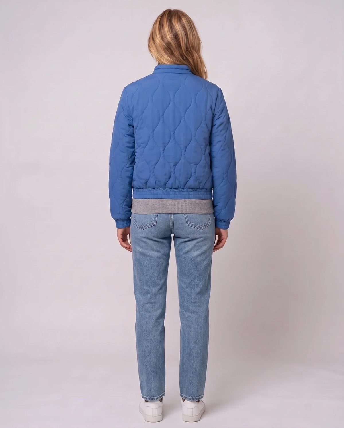 Quilted Jacket with Funnel Collar and Poppers