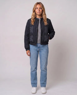Quilted Jacket with Funnel Collar and Poppers