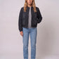 Quilted Jacket with Funnel Collar and Poppers