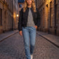 Quilted Jacket with Funnel Collar and Poppers