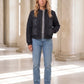 Quilted Jacket with Funnel Collar and Poppers