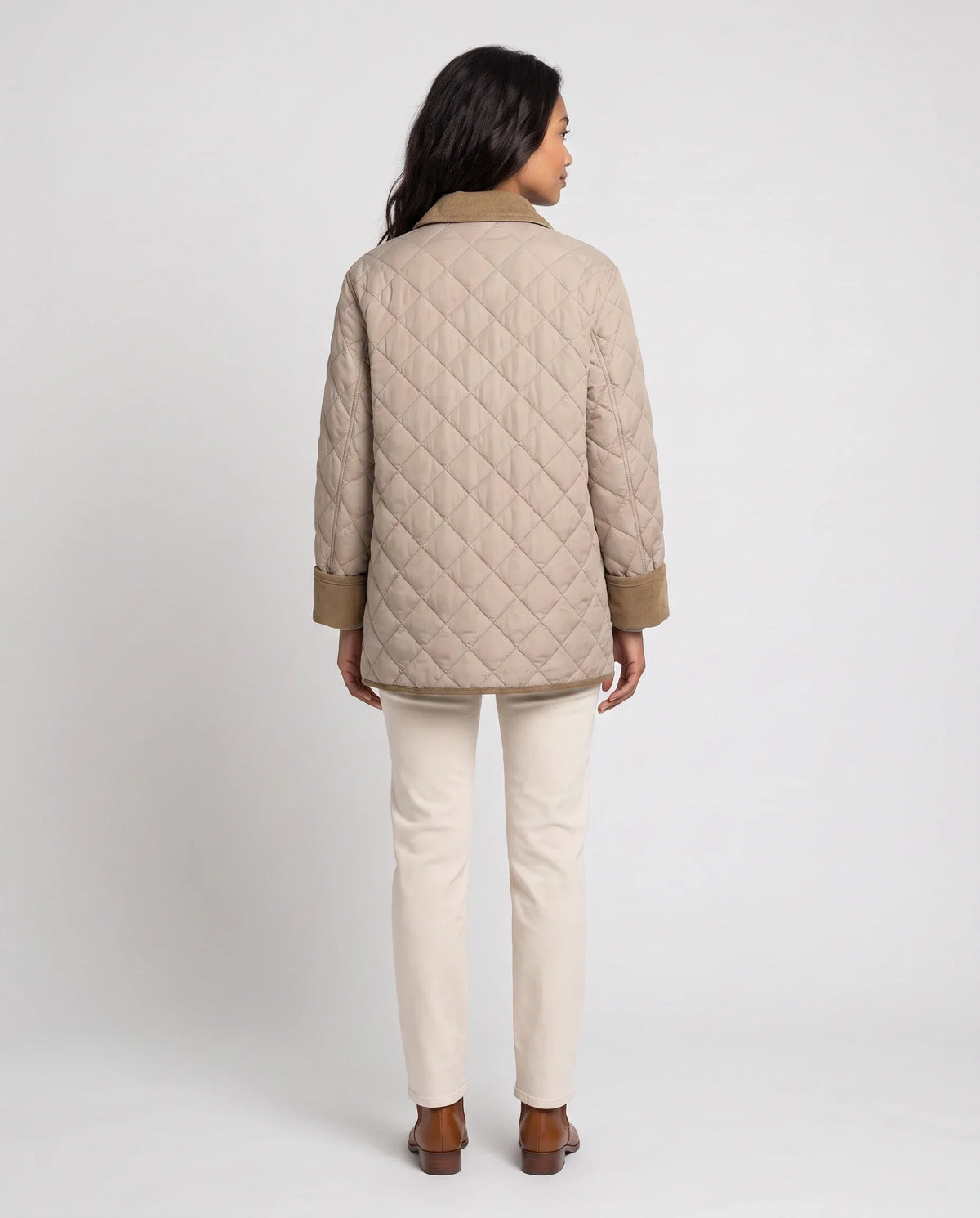 Quilted Jacket with Corduroy Collar