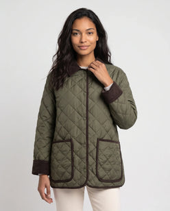 Quilted Jacket with Corduroy Collar