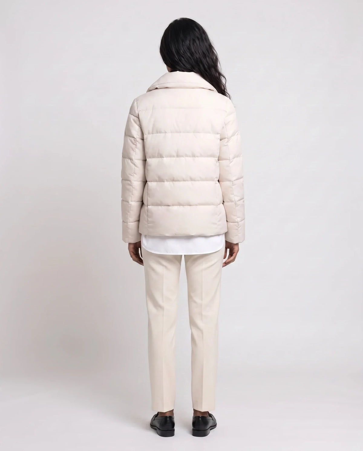 Short Quilted Jacket with Tailored Collar