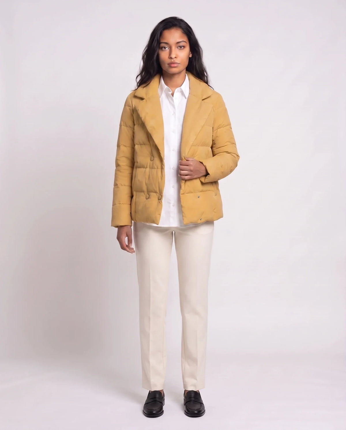 Short Quilted Jacket with Tailored Collar