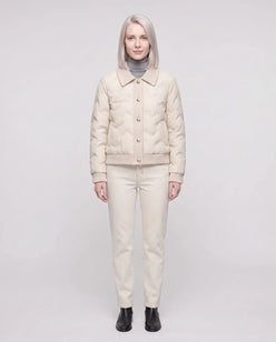Short Quilted Jacket with Knit Collar
