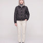 Short Quilted Jacket with Knit Collar