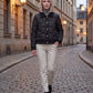 Short Quilted Jacket with Knit Collar