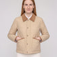 Short Quilted Jacket with Corduroy Collar