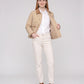 Short Quilted Jacket with Corduroy Collar