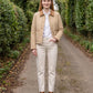Short Quilted Jacket with Corduroy Collar