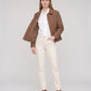 Short Quilted Jacket with Corduroy Collar