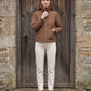 Short Quilted Jacket with Corduroy Collar