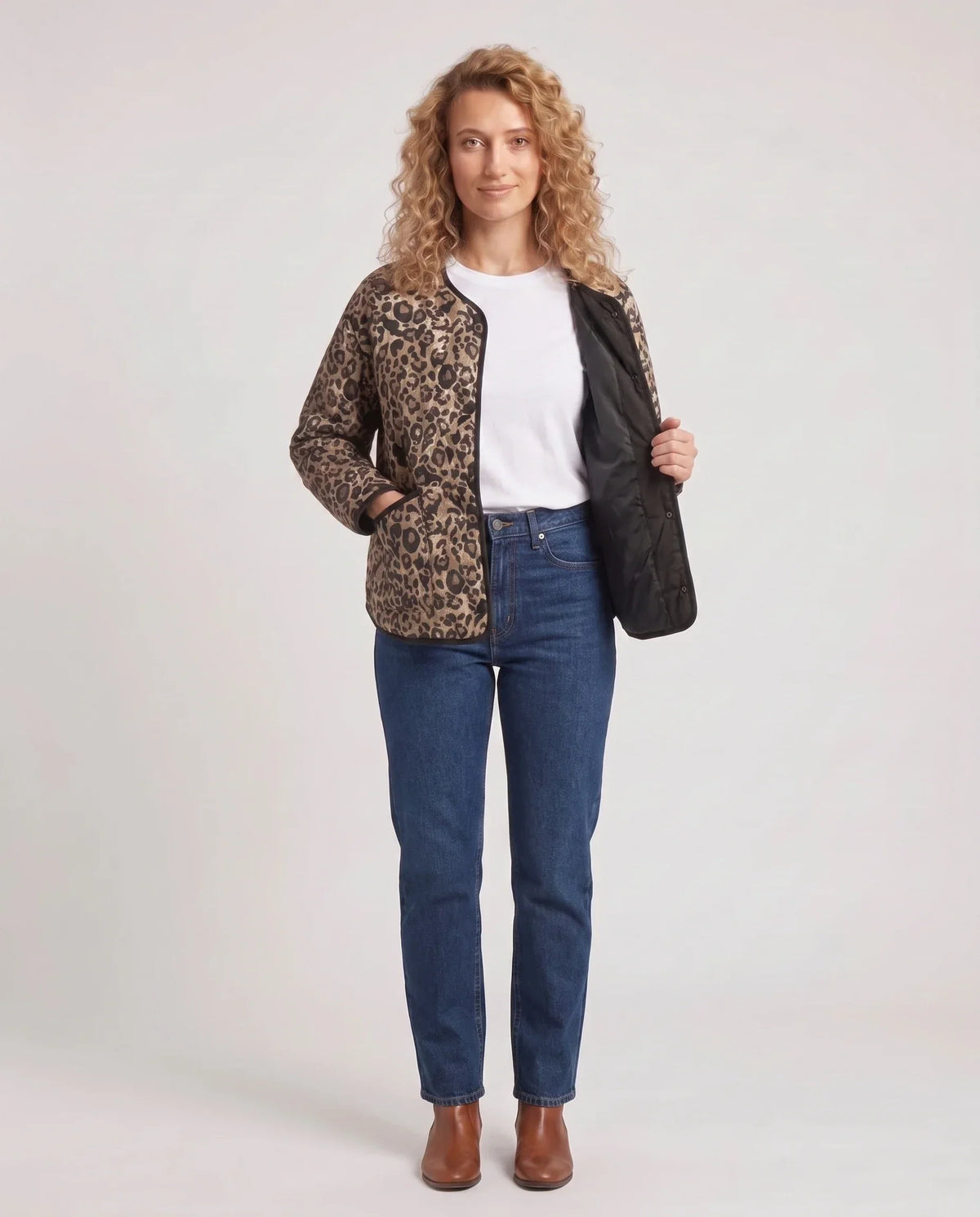 Leopard Print Quilted Jacket