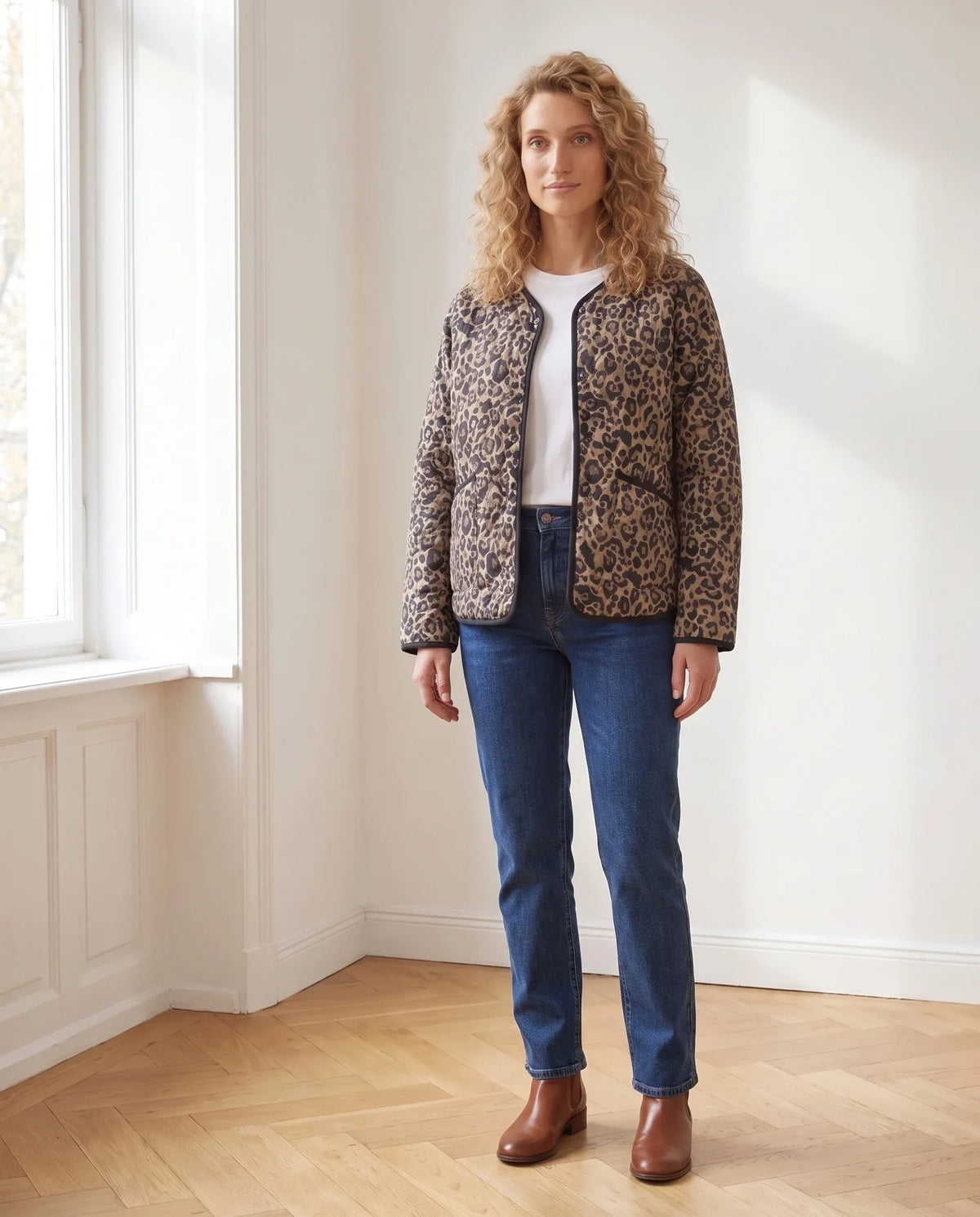 Leopard Print Quilted Jacket
