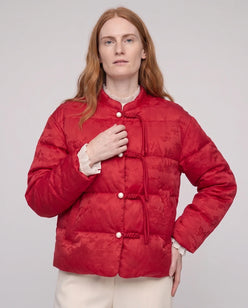 Quilted Jacquard Jacket with Frog Fastenings
