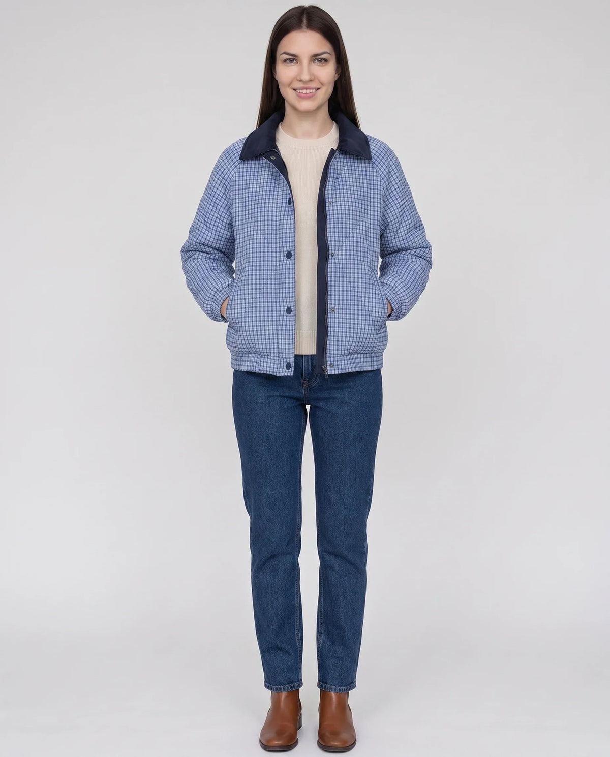Reversible Quilted Jacket in Gingham