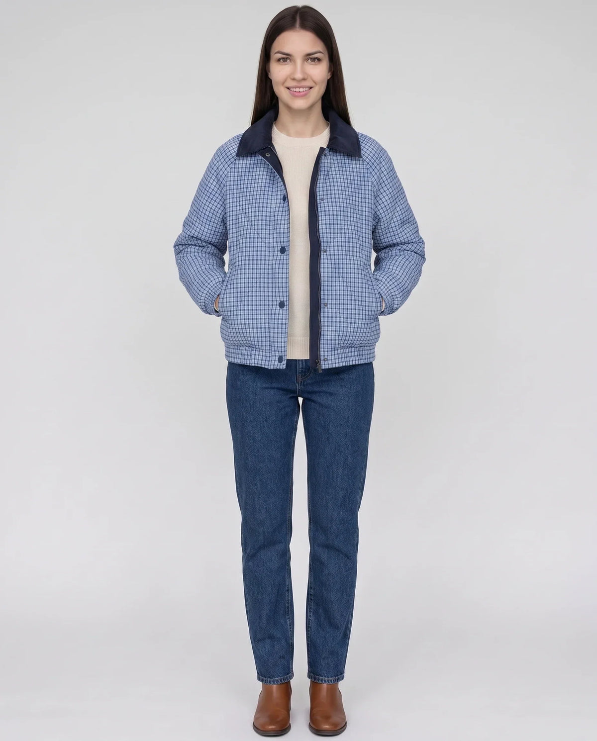 Reversible Quilted Jacket in Gingham