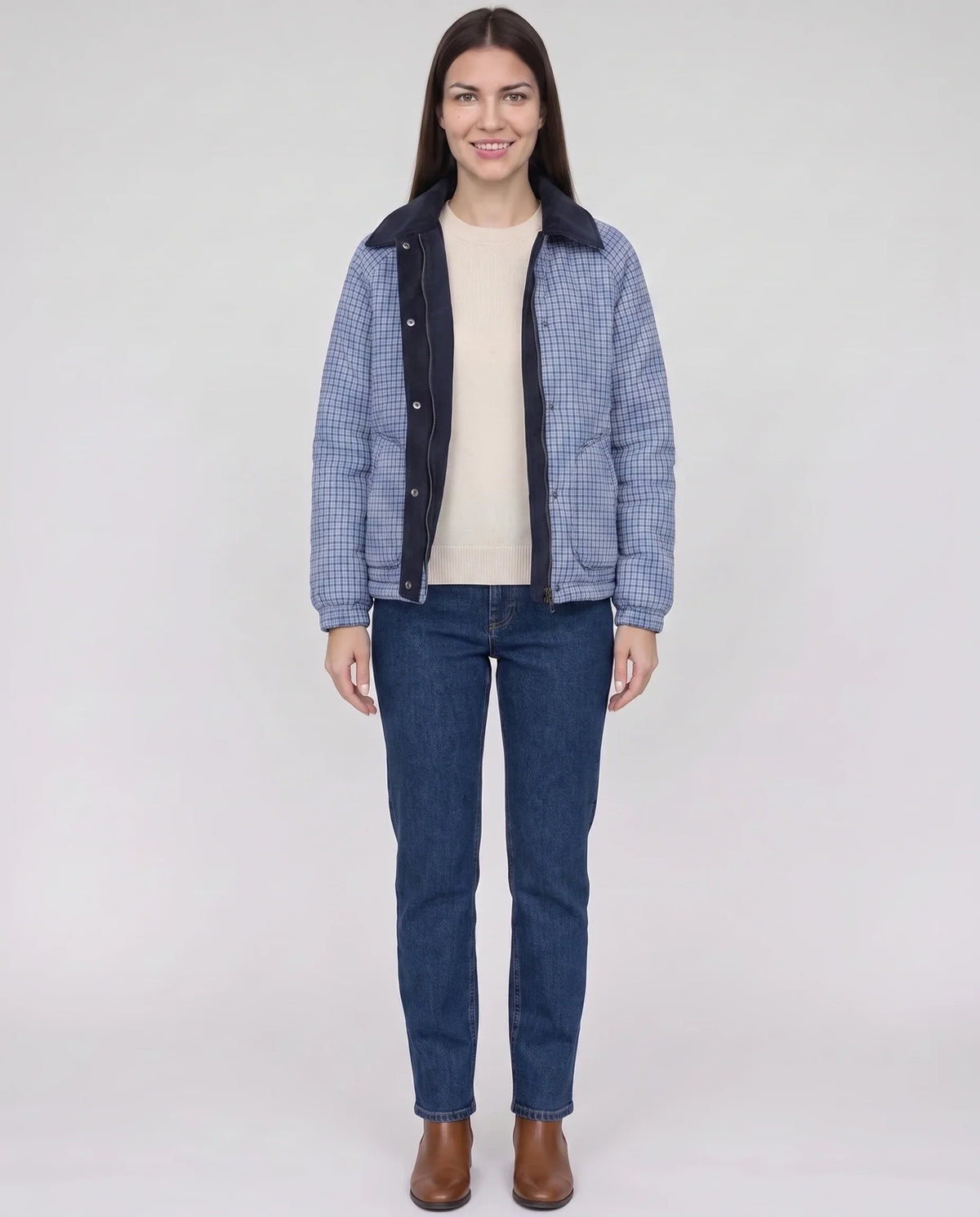 Reversible Quilted Jacket in Gingham