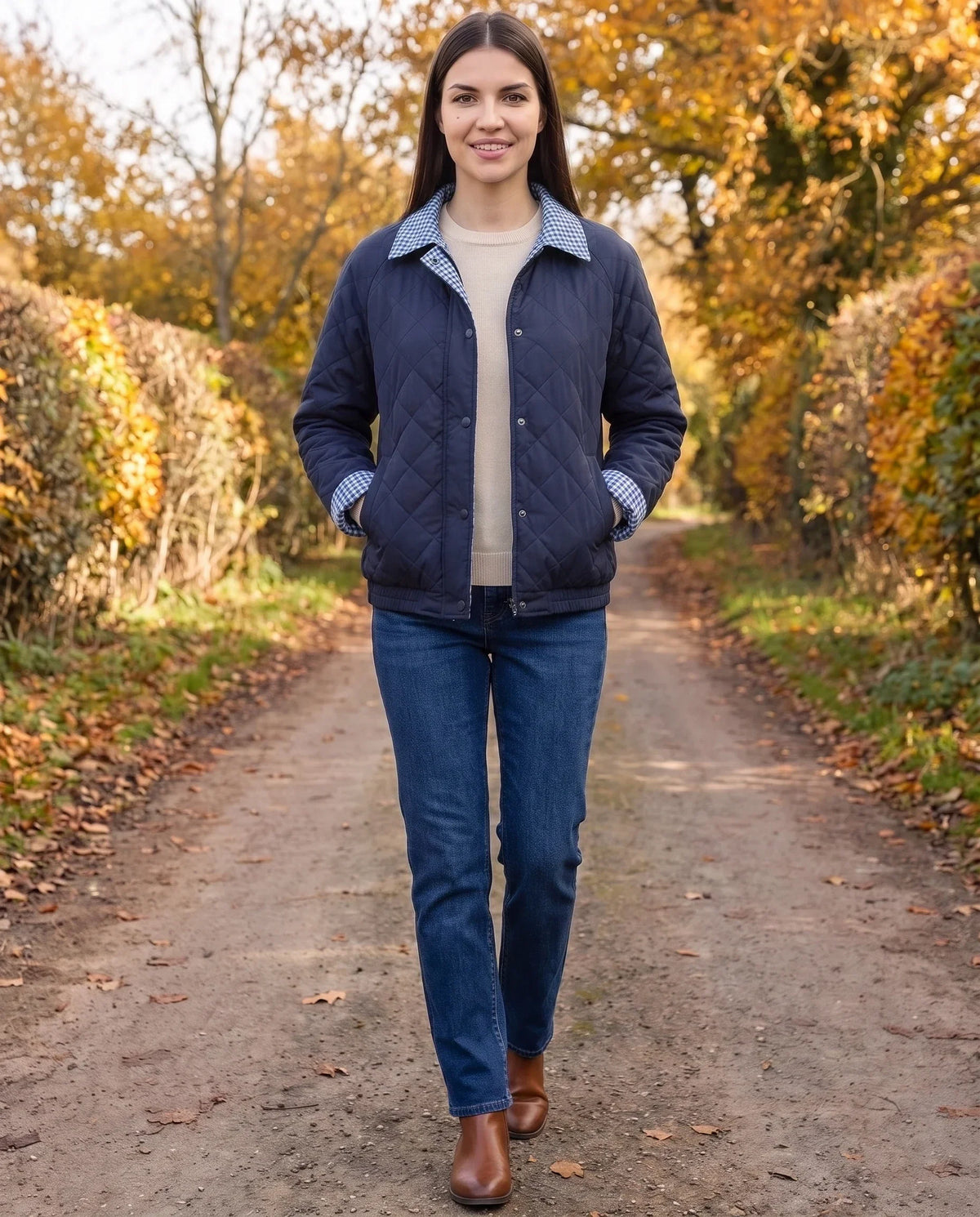 Reversible Quilted Jacket in Gingham