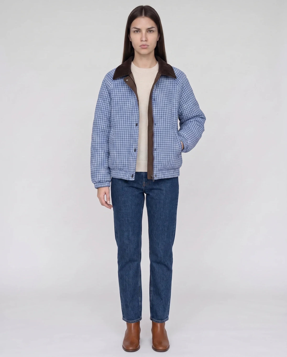 Reversible Quilted Jacket in Gingham
