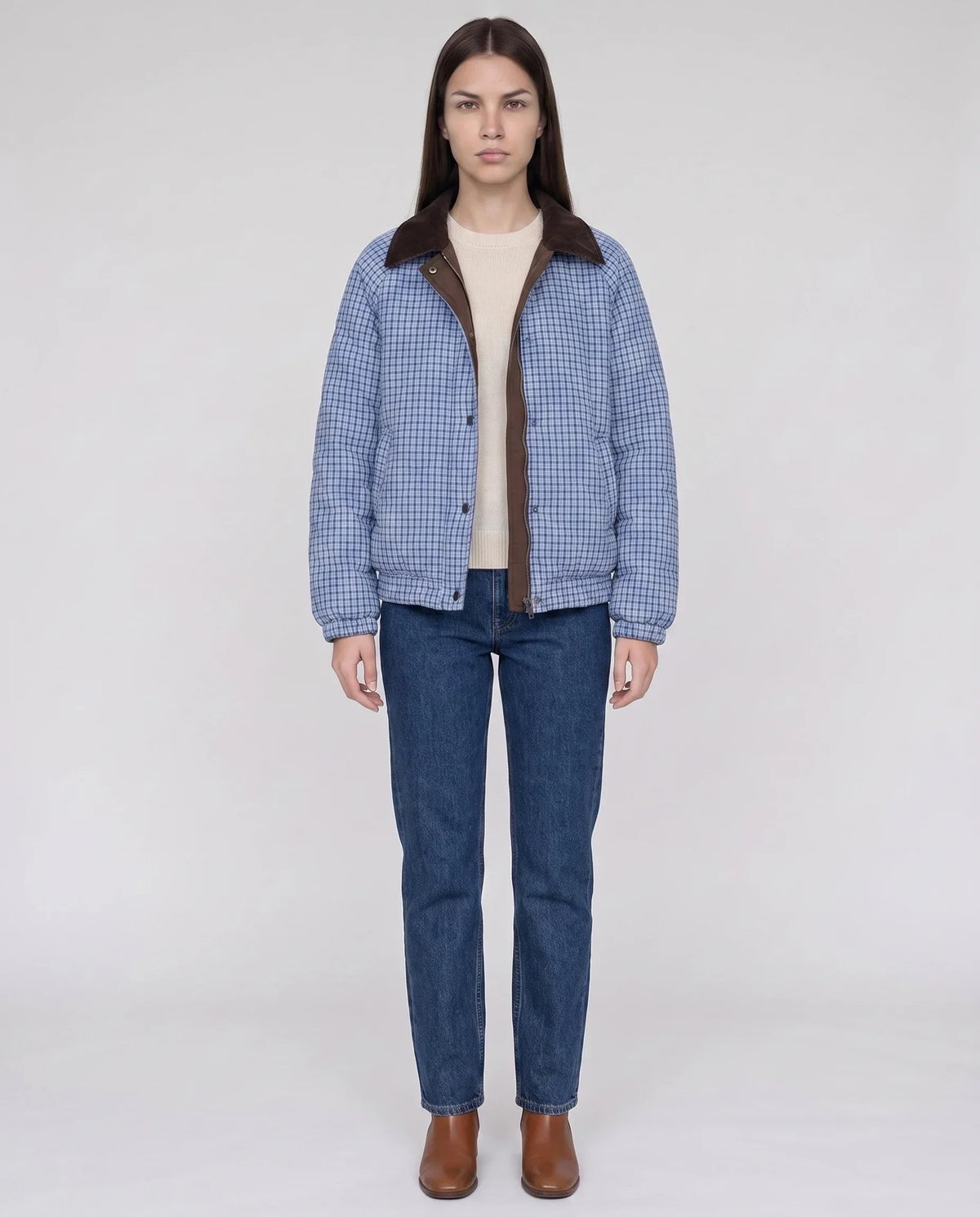 Reversible Quilted Jacket in Gingham