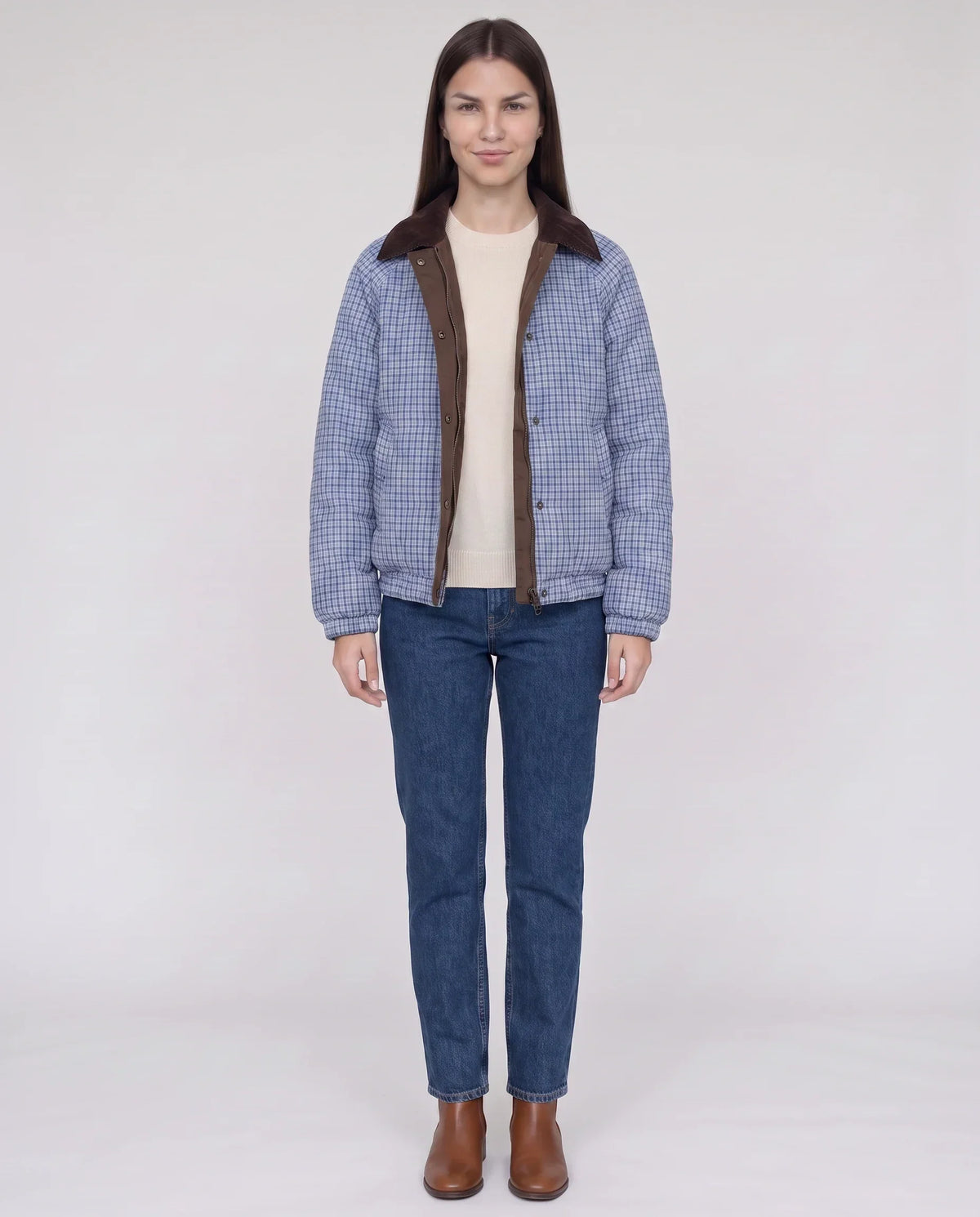 Reversible Quilted Jacket in Gingham