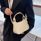 Top Handle Bag Faux Leather with Snap Clasp and Long Strap