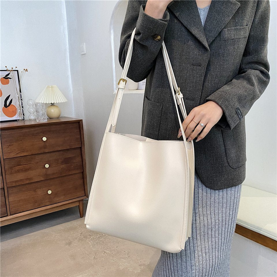 Tote Bag Soft Faux Leather with Magnetic Snap and Sturdy Handles