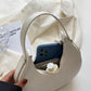 Crescent Bag Faux Leather with Zip and Silver-Tone Hardware