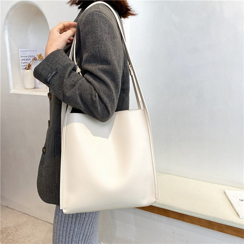 Tote Bag Soft Faux Leather with Magnetic Snap and Sturdy Handles