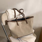 Tote Bag Textured Canvas with Faux Leather Trim and Zip