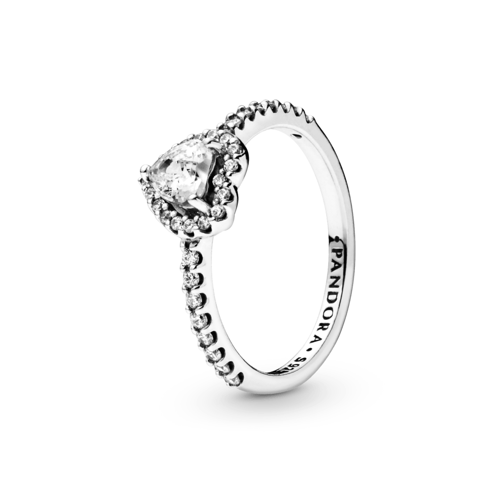 Pandora Sparkling Elevated Heart Ring Clearly 925 Silver