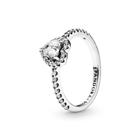 Pandora Sparkling Elevated Heart Ring Clearly 925 Silver