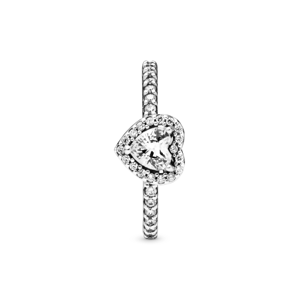 Pandora Sparkling Elevated Heart Ring Clearly 925 Silver
